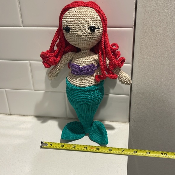 Handcrafted Ariel Little Mermaid Doll Crochet Decor Toy Disney Sea Ocean - Picture 12 of 13